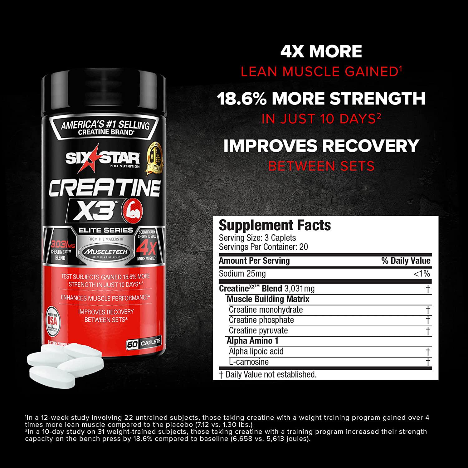 Мультикреатиновый комплекс Six Star Creatine X3 60 Caplets - фото 2