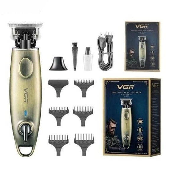 Тример для волосся та бороди VGR з металевим корпусом та швидкою зарядкою (V-978)