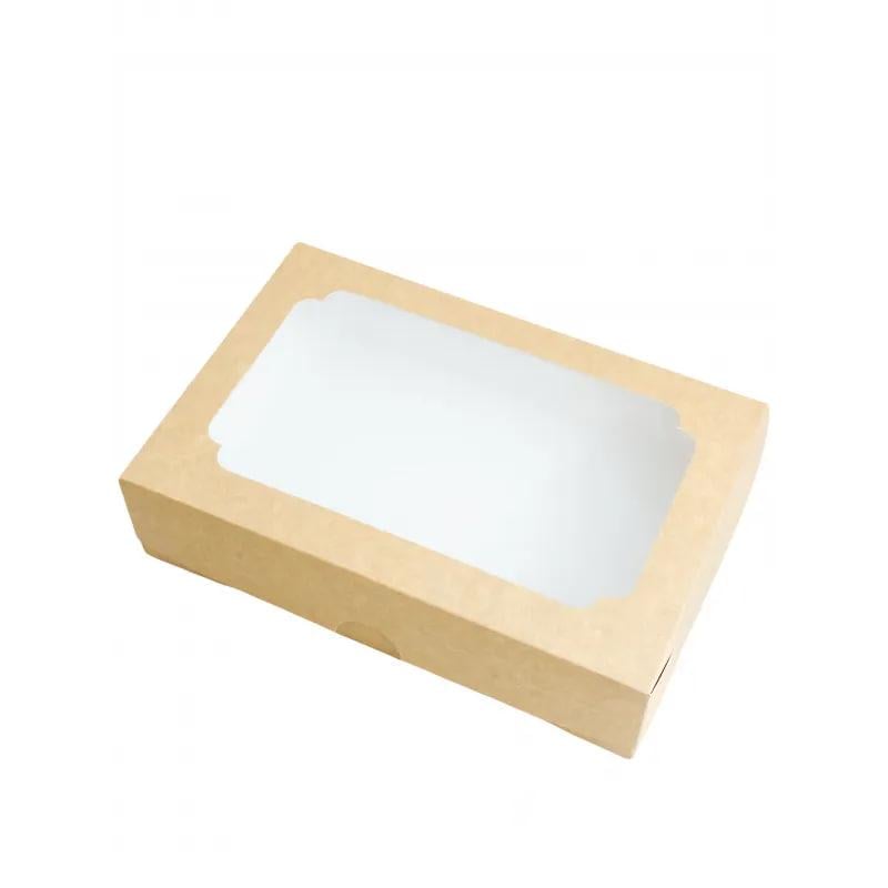 Коробка для эклеров крафт с окном 23х15х6 мм (12214)