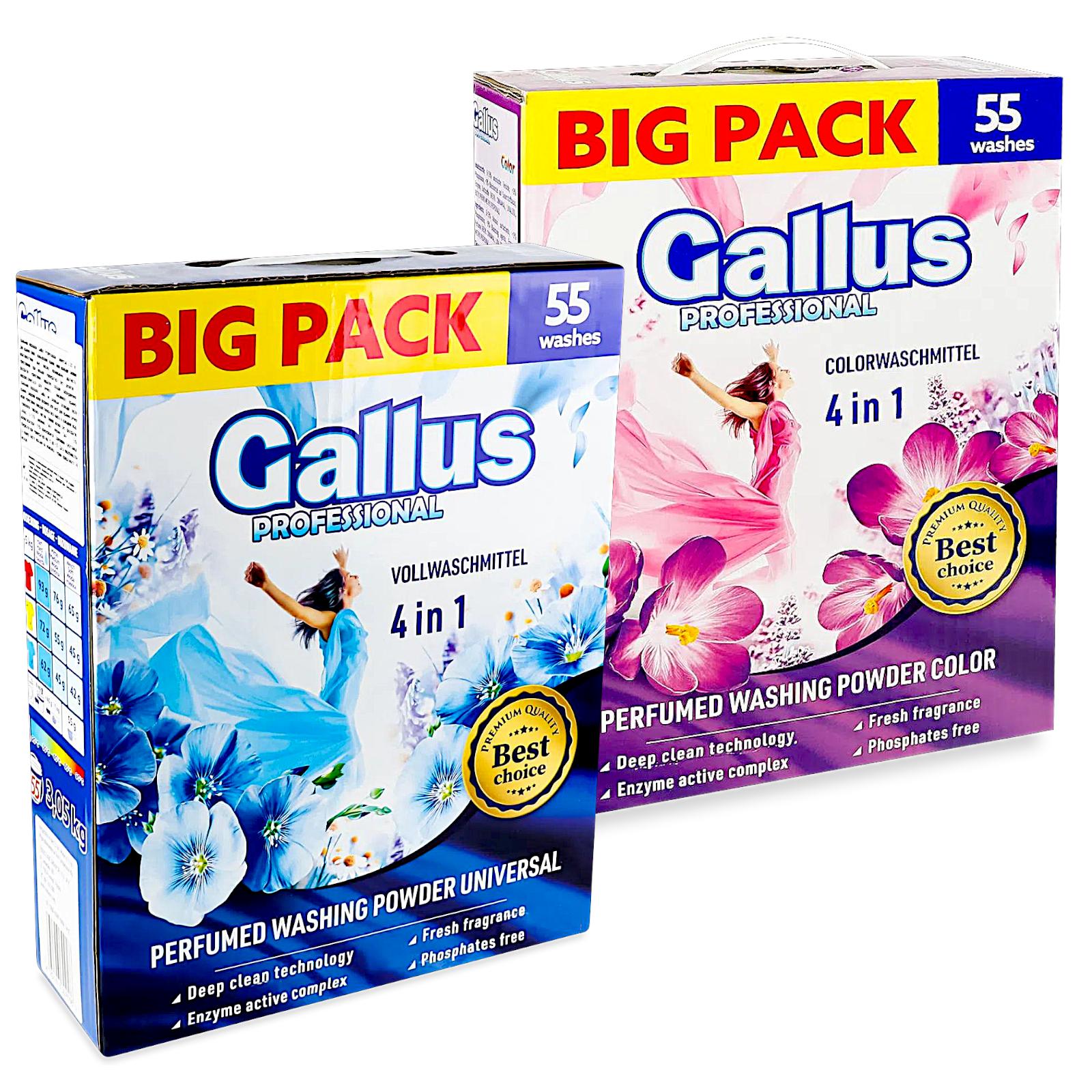 Набор парфюмированного стирального порошка Gallus Professional 4в1 Universal and Color 3,05 кг 55 циклов стирки 2 шт. (302166/59)