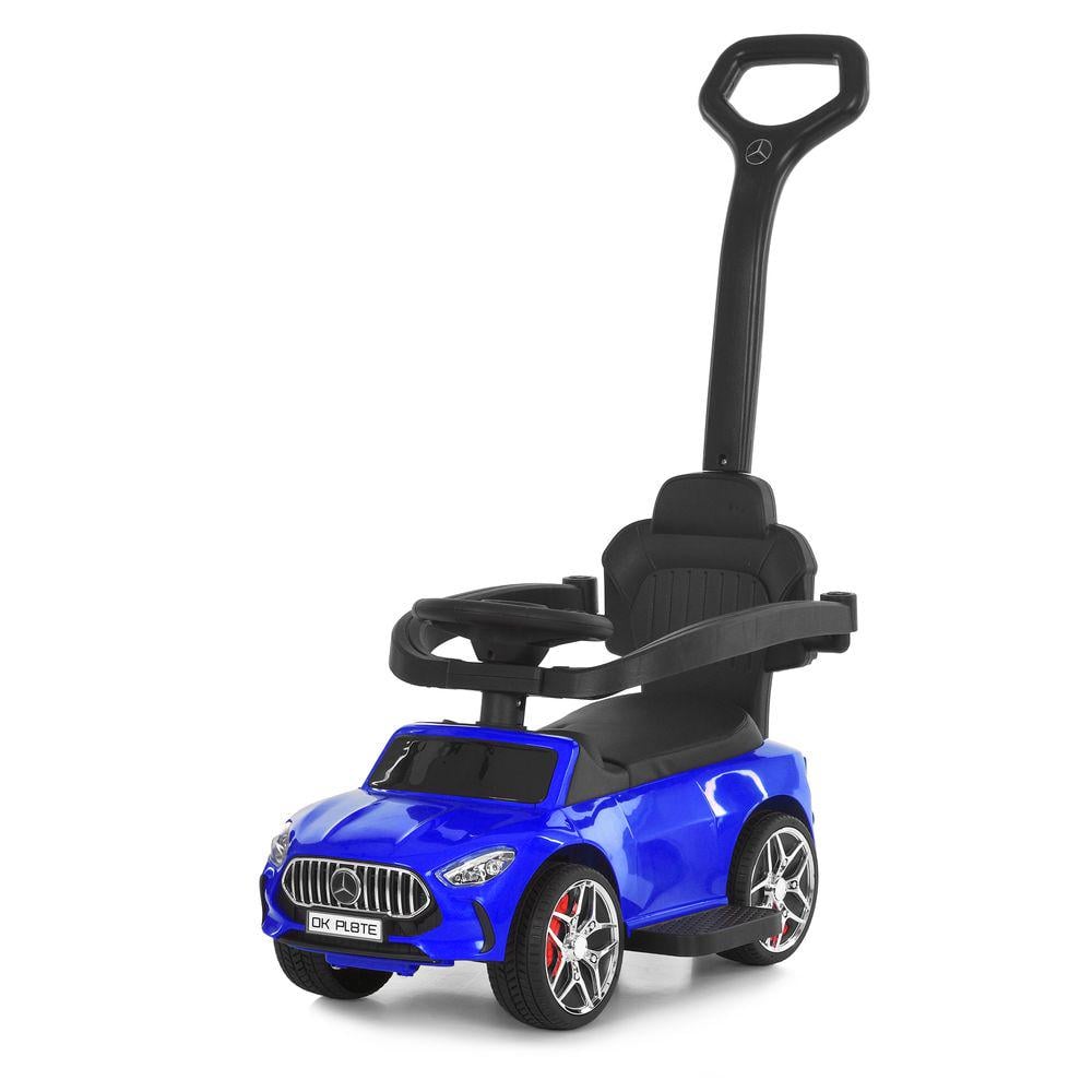 Каталка-толокар M 6255EL-4 с родительской ручкой сиденье экокожа/колеса EVA/музыка/свет Синий (32367790)