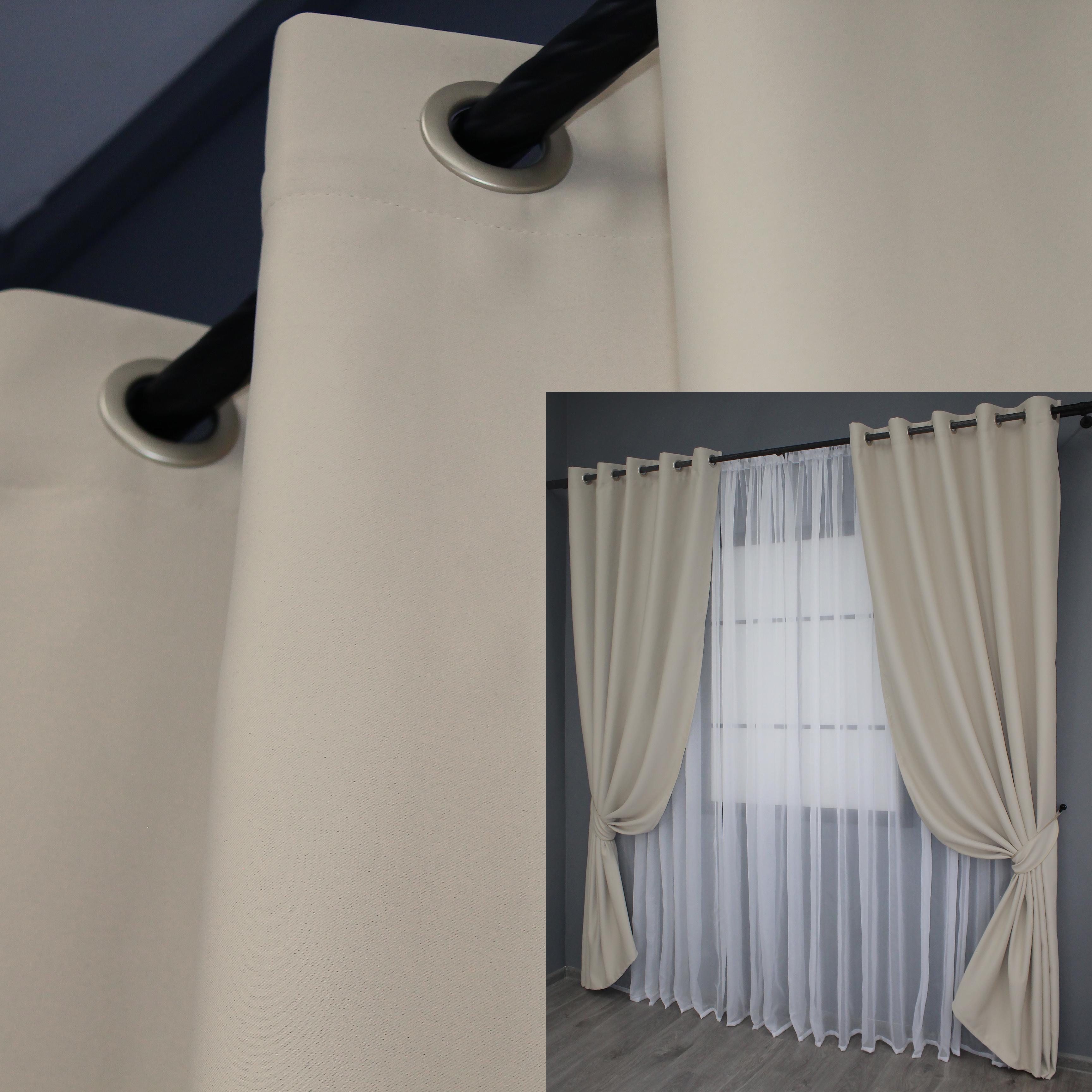 Комплект штор на люверсах VR-Textil Fusion Dimout № 1152ш 150х250 см 2 шт. Бежевий (37-0032) - фото 7 Комплект штор на люверсах VR-Textil Fusion Dimout № 1152ш 150х250 см 2 шт. Бежевий (37-0032) - фото 7