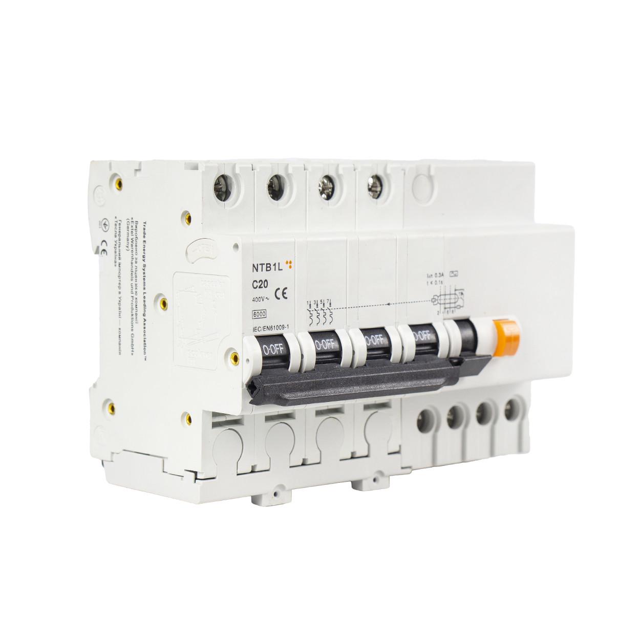Автоматический выключатель дифференциального тока TESLA NTB1L C20 400V (202) - фото 2
