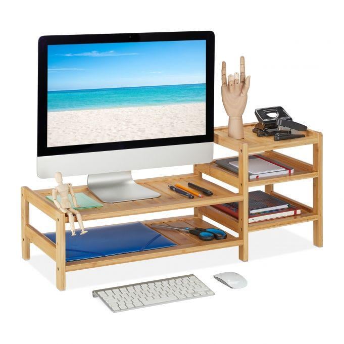 Подставка для монитора с 5 полками из бука 33x80x30 см