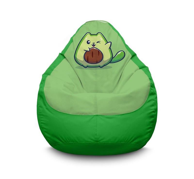 Кресло мешок iPuff Cute cat Avocado Оксфорд XXXL 100х135 см Зеленый