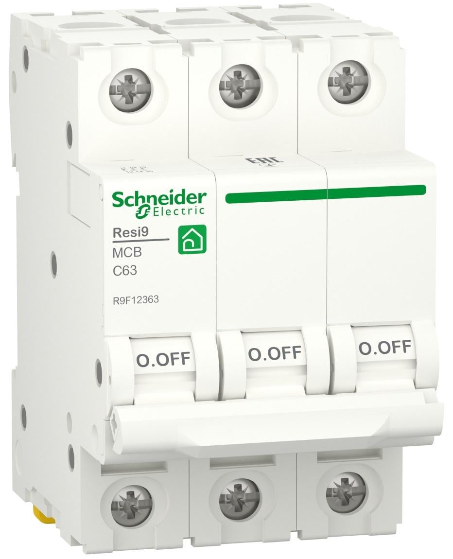 Автоматичний вимикач Schneider Electric RESI9 3P 63A 6кА С (R9F12363) Автоматичний вимикач Schneider Electric RESI9 3P 63A 6кА С (R9F12363)
