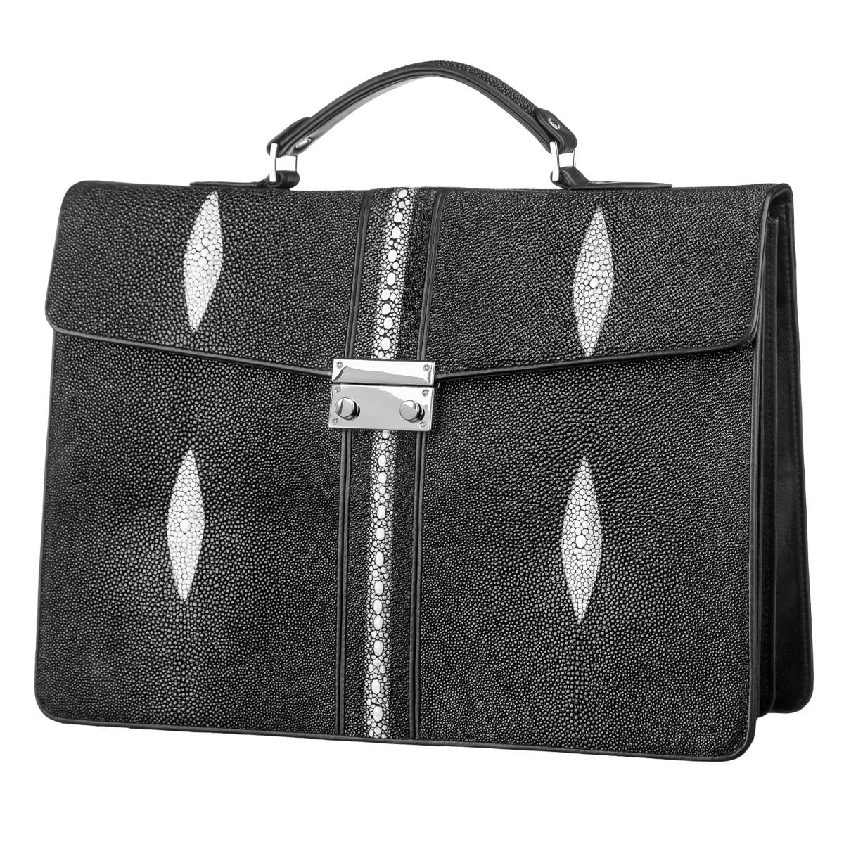 Портфель Stingray leather 18114 из натуральной кожи морского ската Черный