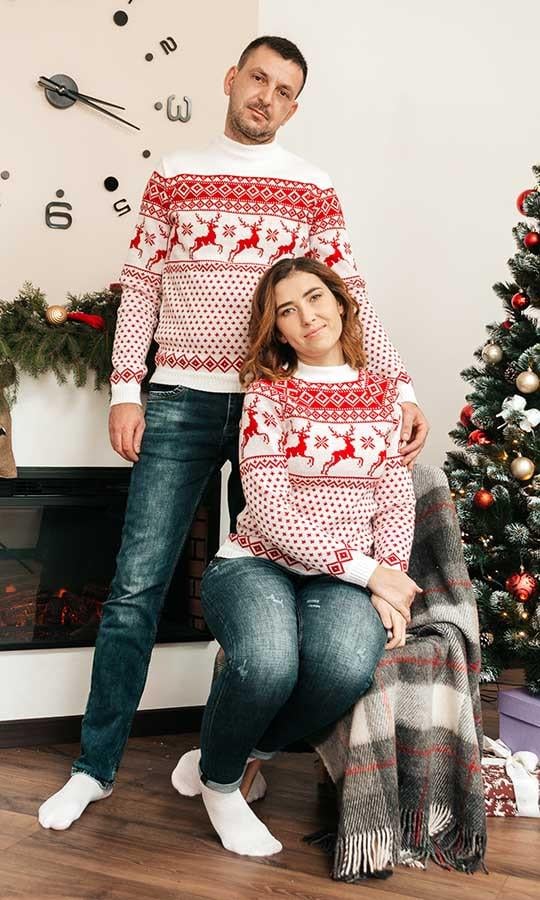 Светр новорічний жіночий Вишиваночка р. 52 Білий (2084) - фото 2