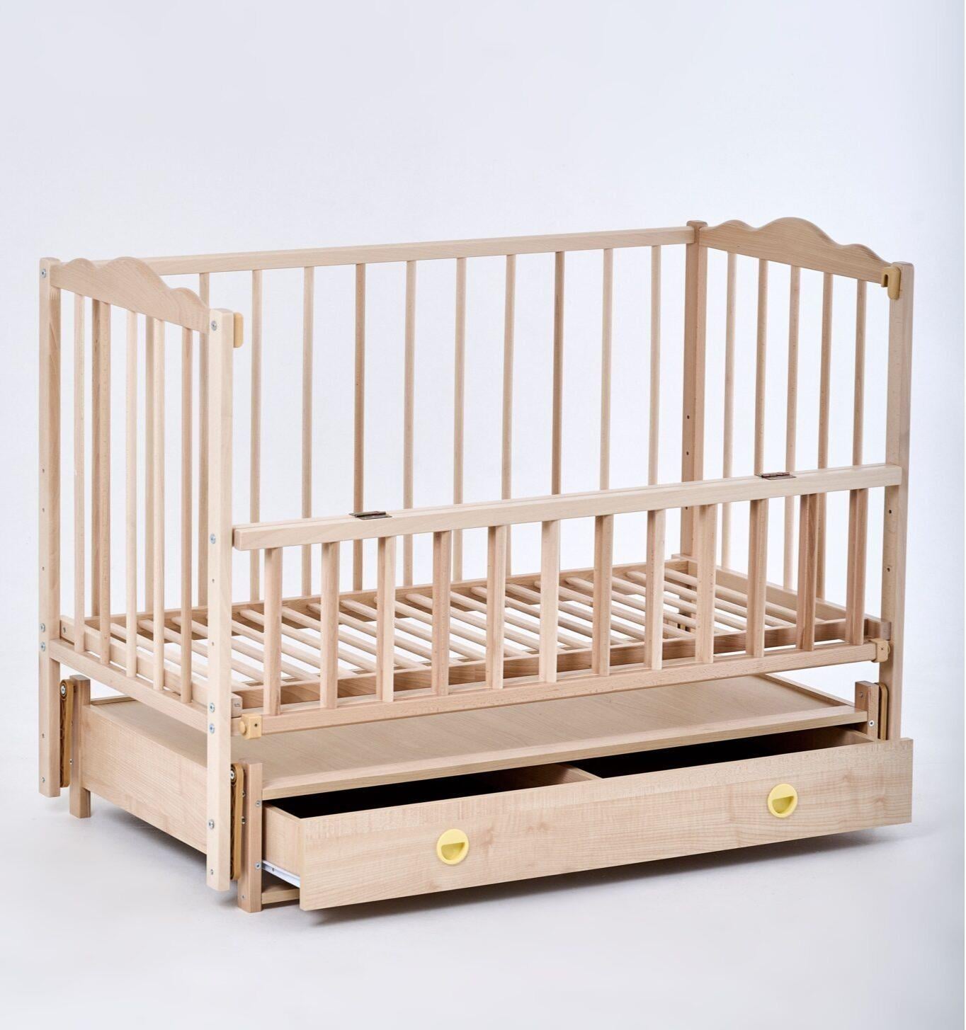 Кроватка детская Кузя Ангелина с ящиком Натуральный Кроватка детская Кузя Ангелина с ящиком Натуральный