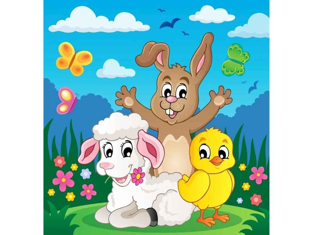 Картина по номерам Strateg Животные играют на лужайке 30х30 см (ES171)