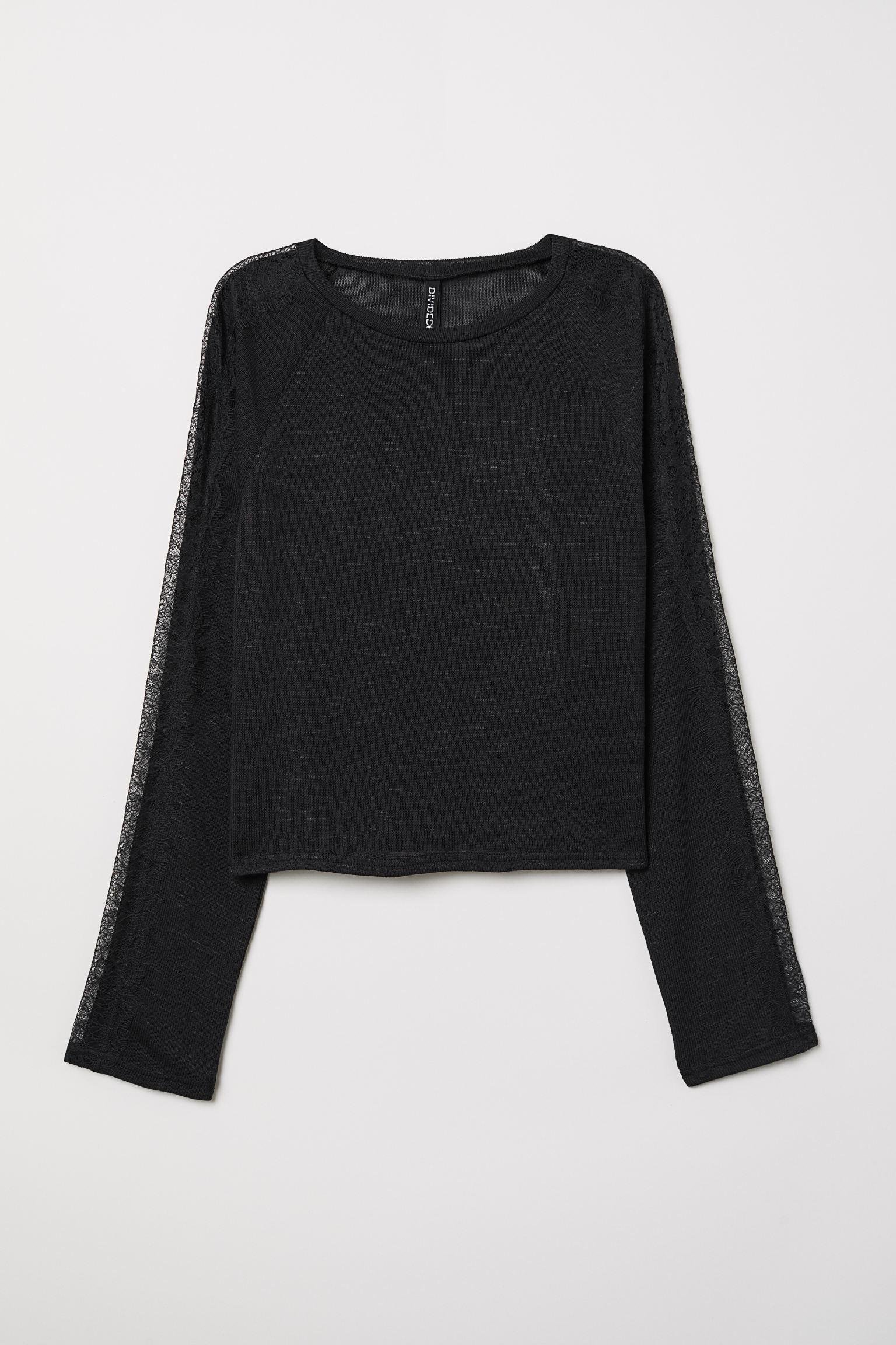 Свитер с кружевом XS Черный (6753788dlog)