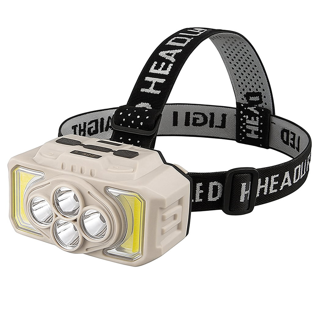 Фонарь налобный HX-815S 4XPE 2COB с датчиком движения водонепроницаемый Белый/Черный (30167141)