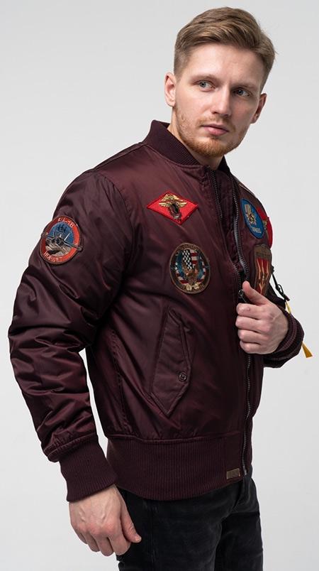 Бомбер Top Gun MA-1 Nylon Bomber Jacket with patches XS Maroon (TGJ1540PMXS) - фото 4