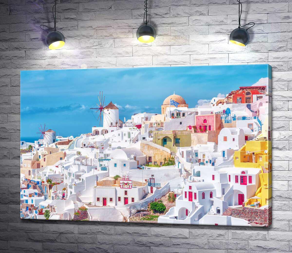 Картина ArtPoster Белоснежные домики Санторини 130x87 см Модуль №1 (004260)