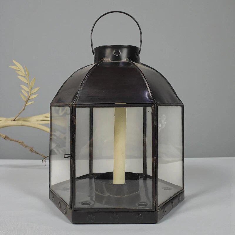 Фонарь подсвечник латунь Ретро SG6B на 1 свечу Черный