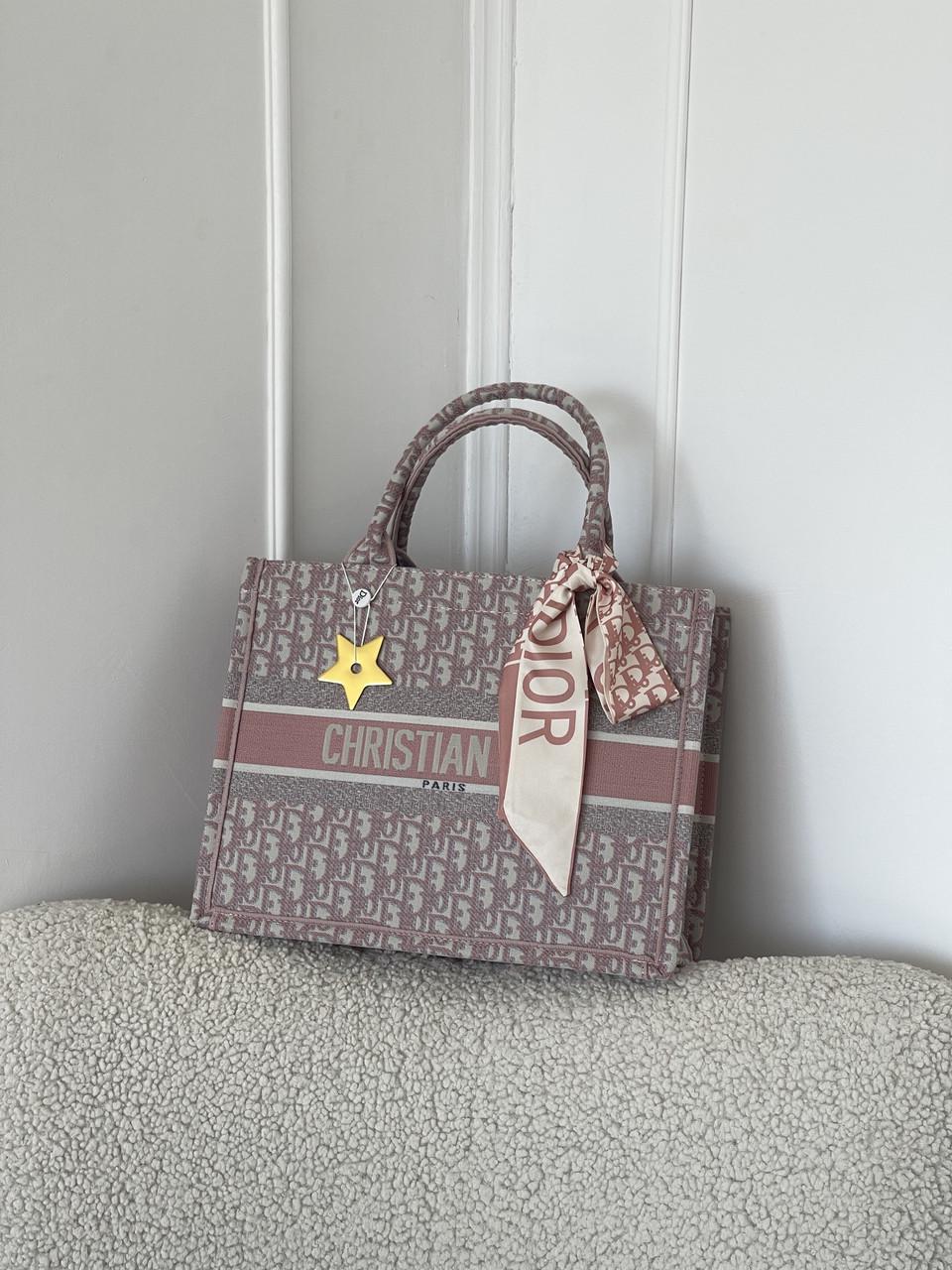 Сумка шоппер текстиль Dior Large size Розовый (2716439836)