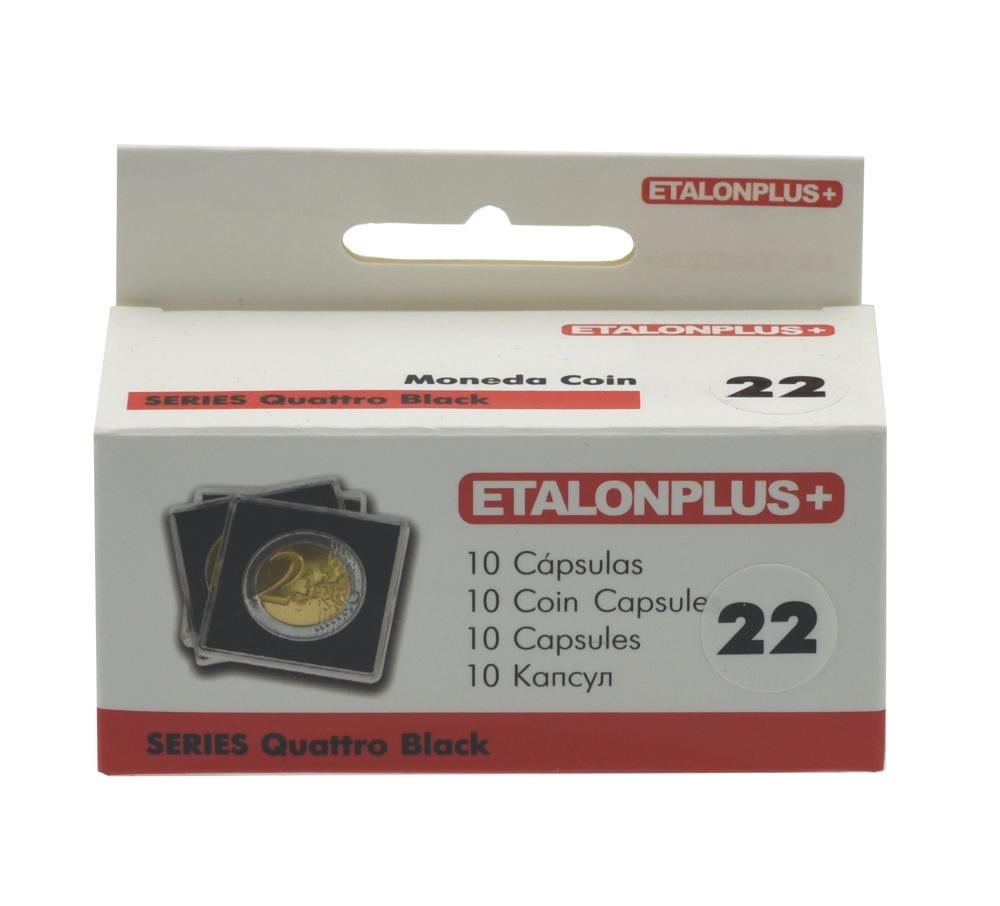 Капсулы квадратные Etalonplus для монет 22 мм 10 шт. 38x38 мм вкладыш Черный (А16662)