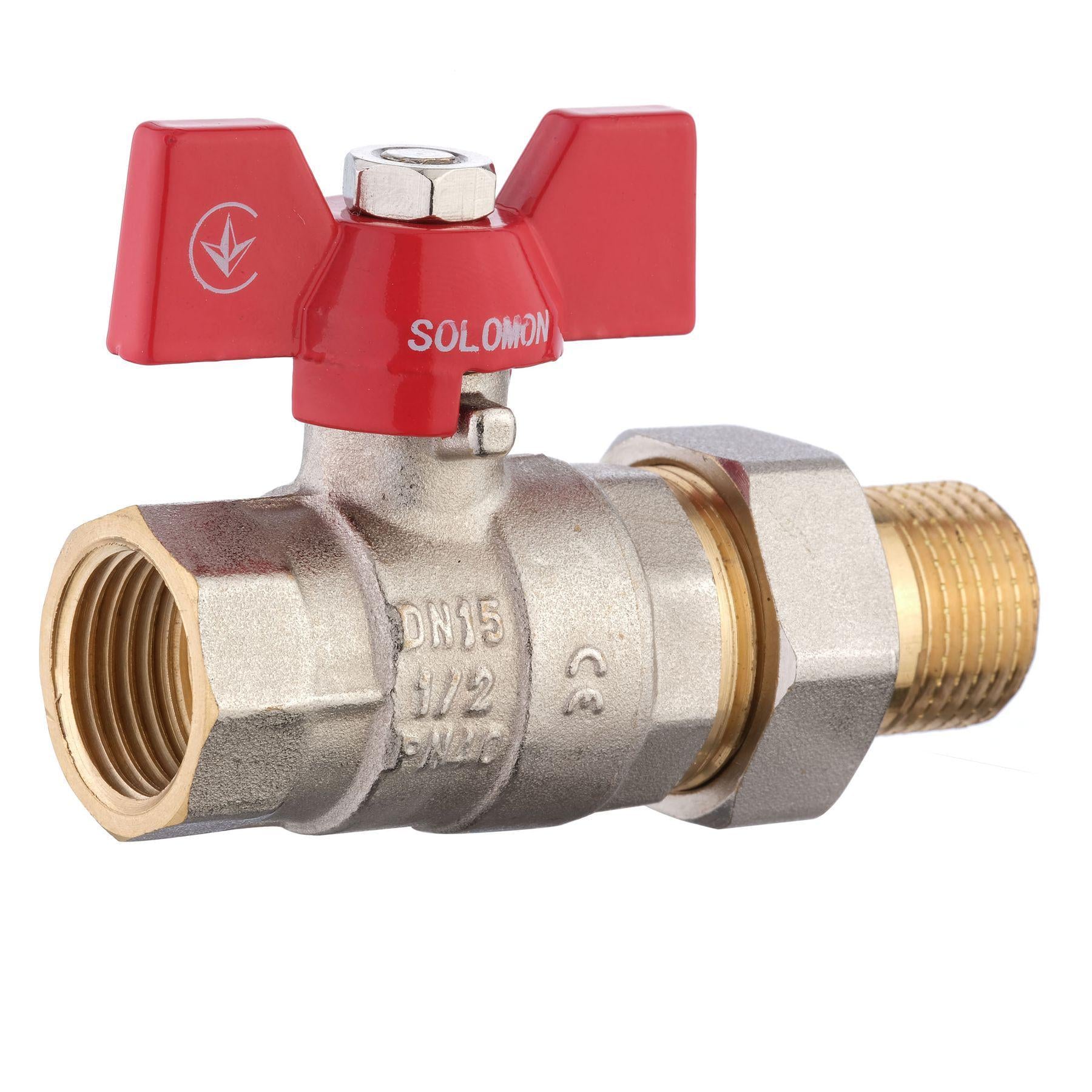 Кран шаровой Solomon 0021042 000000927 1/2" ВЗ с американкой бабочка (104435)