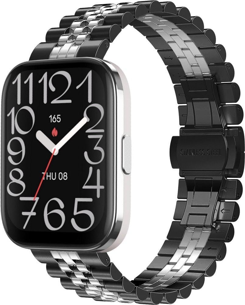 Браслет металлический Stech Line для Amazfit Bip 5 Unity Black Silver (37134-03)