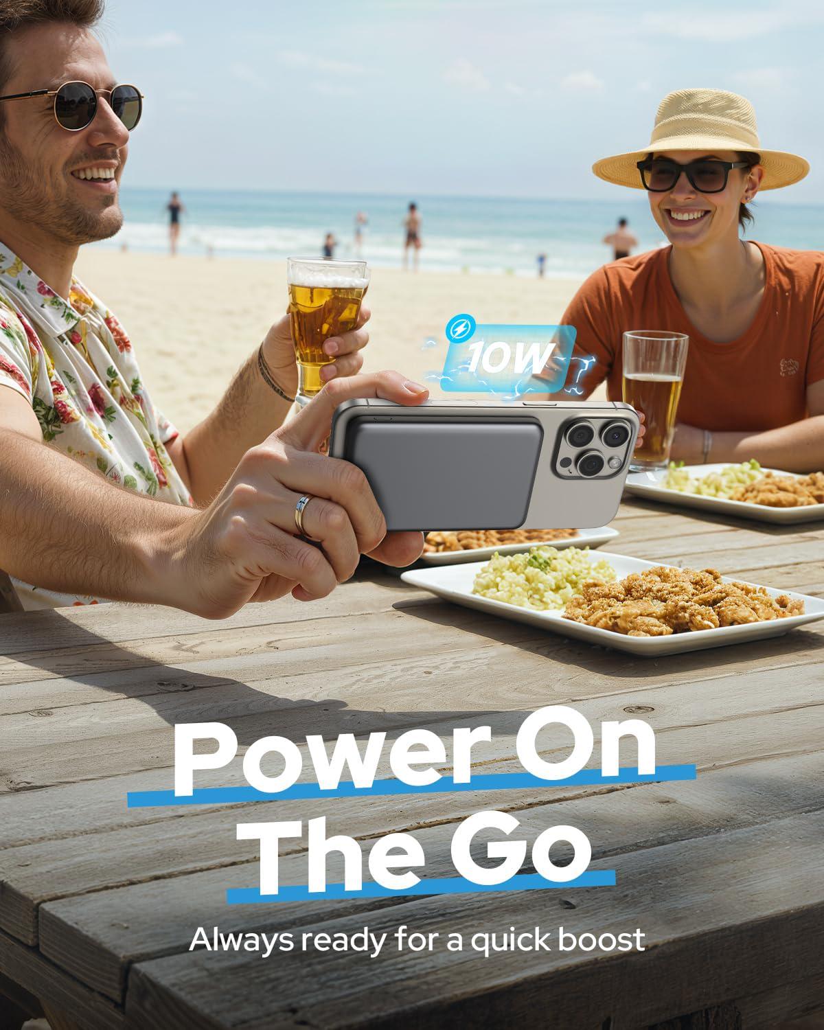 Повербанк магнитный MagSafe 5000 mAh для iPhone Air/17/16/15/14/13/12 Black - фото 7 Повербанк магнитный MagSafe 5000 mAh для iPhone Air/17/16/15/14/13/12 Black - фото 7