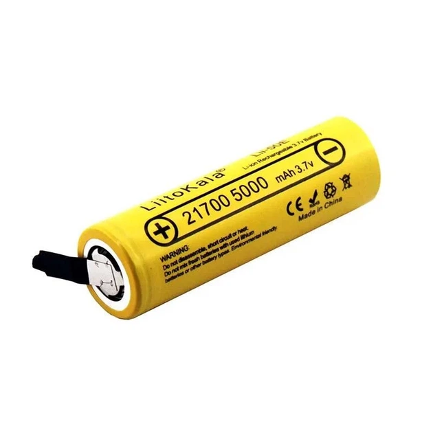 Аккумулятор 21700 LiitoKala 50E-N 5000 mAh Li-Ion под пайку с никелевой лентой U-tags 25А/3,7V (19314)
