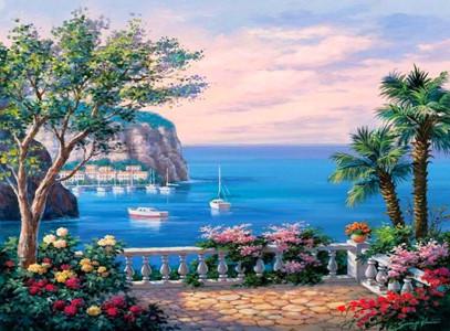 Алмазная мозаика Терраса у моря 30x40 см с рамкой 41x31x25 см (H8576)