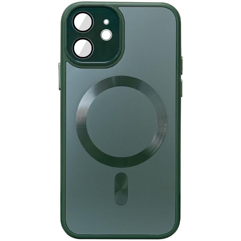 Противоударный Чехол TPU+Glass Sapphire Midnight with MagSafe для Apple iPhone 12 (6.1") Зеленый / Forest green