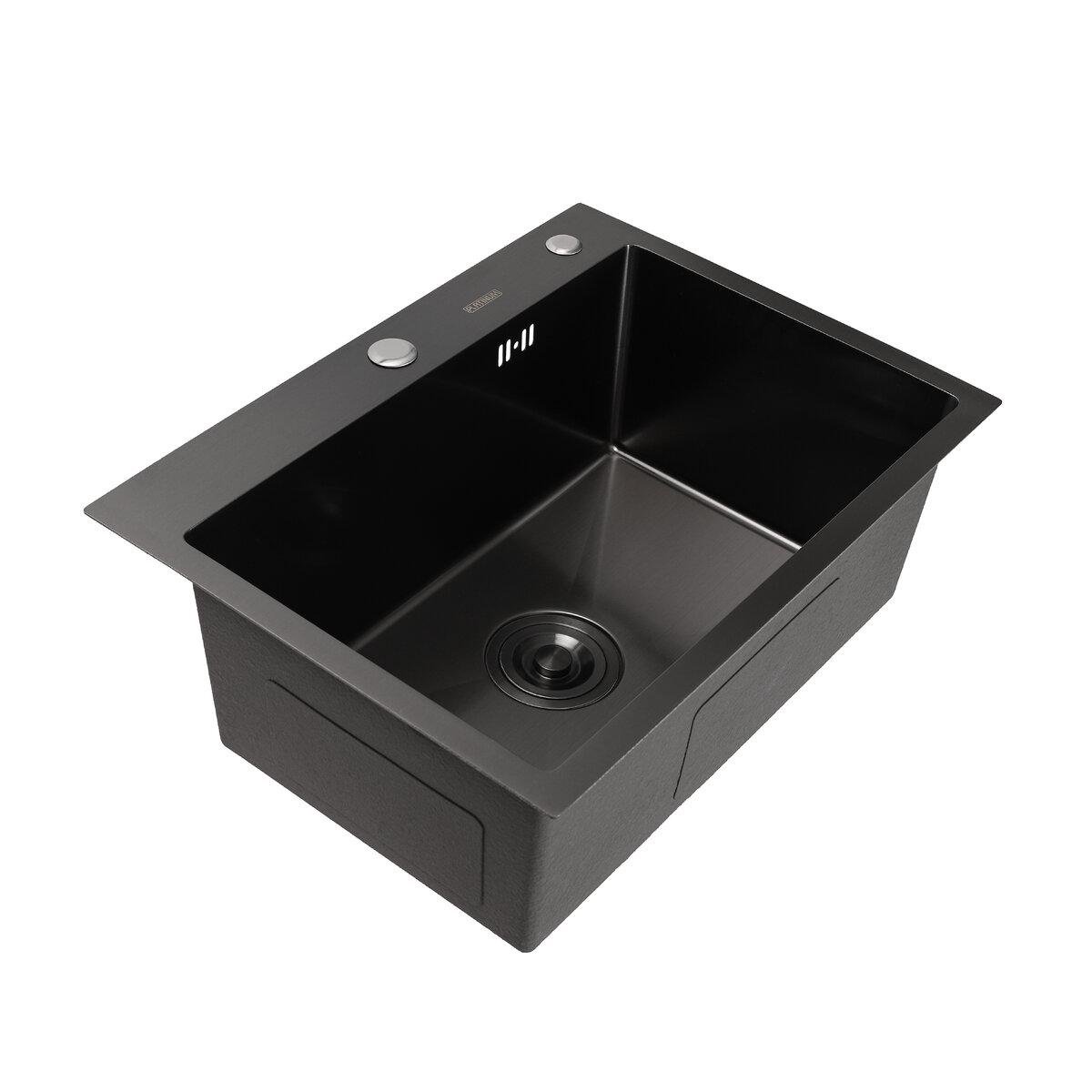 Мойка кухонная Platinum Handmade PVD 580х430х220 3,0/1,5 мм Черный (5843с) Мойка кухонная Platinum Handmade PVD 580х430х220 3,0/1,5 мм Черный (5843с)
