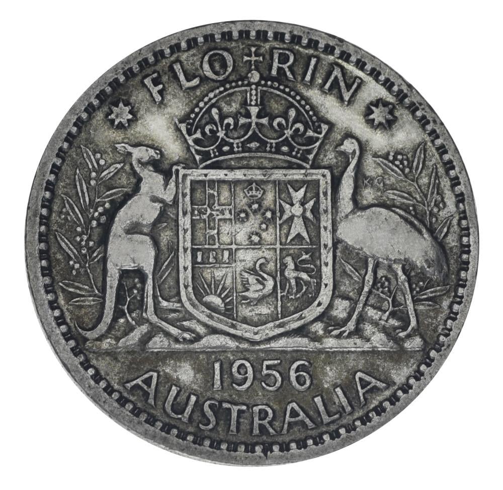Коллекционная монета Австралия 1 флорин 1956 Серебро F-VF (М23803)
