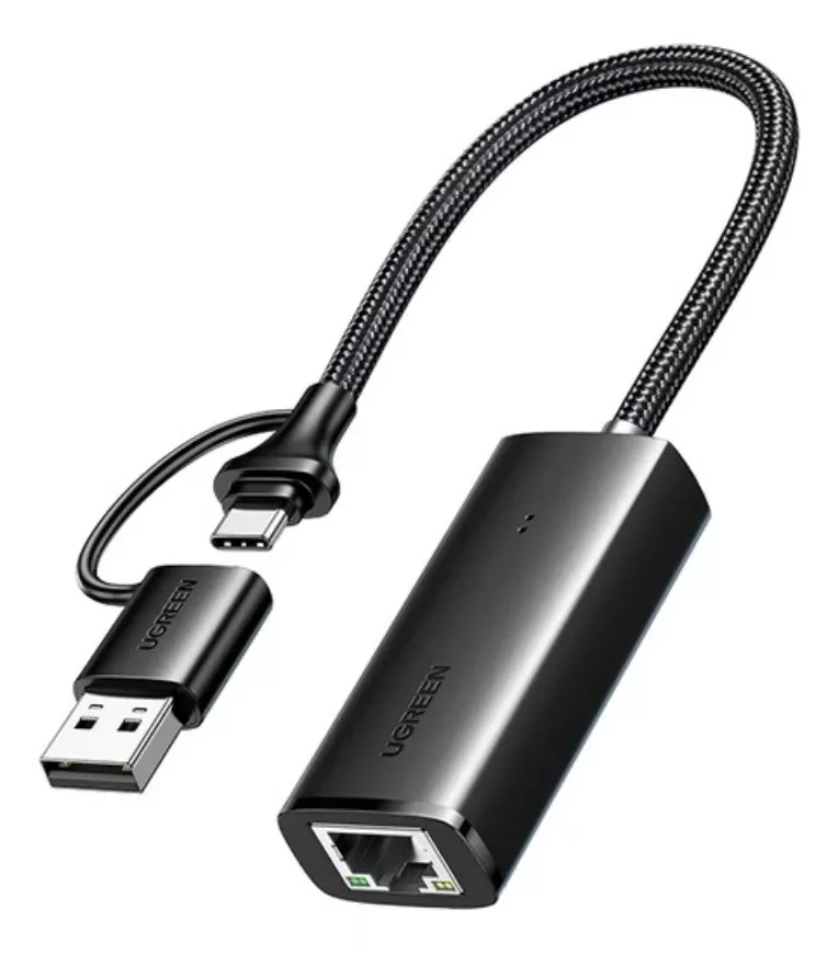 Адаптер для сетевого кабеля UGREEN CM650 USB C/USB A to RJ45 Black (15638)