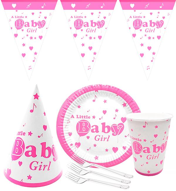 Набор одноразовой посуды Baby girl 10 тарелок/вилок/стаканчиков/колпаков/1 гирлянда (9542156) Набор одноразовой посуды Baby girl 10 тарелок/вилок/стаканчиков/колпаков/1 гирлянда (9542156)