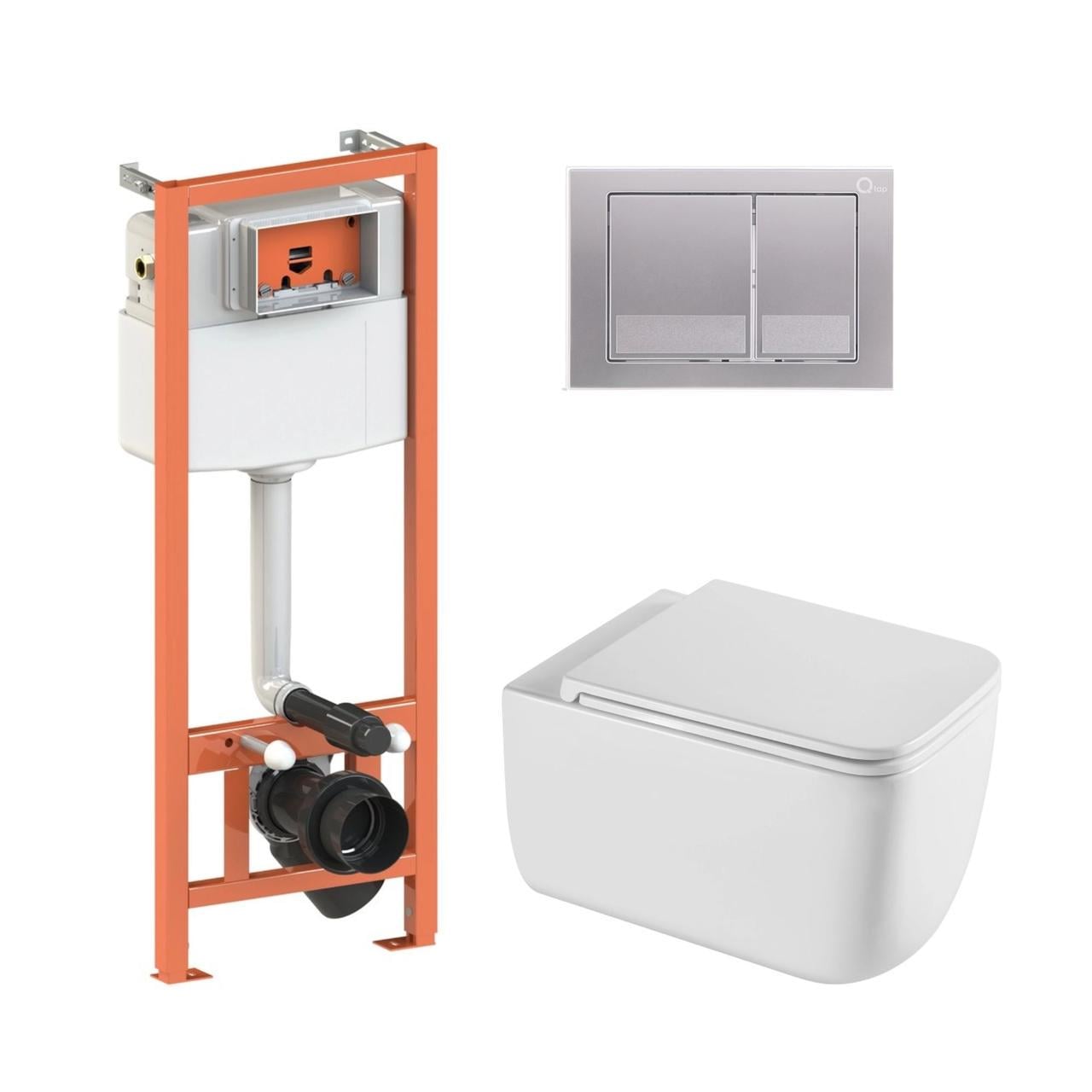Інсталяція Qtap підвісний унітаз Gemini Ultra Quiet/комплект інсталяції Nest 4в1 квадратна клавіша (2611547058)
