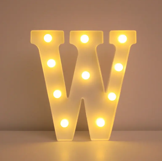 Літера з підсвіткою W об'ємна маленька 21x22 см Білий (553110/22) Літера з підсвіткою W об'ємна маленька 21x22 см Білий (553110/22)