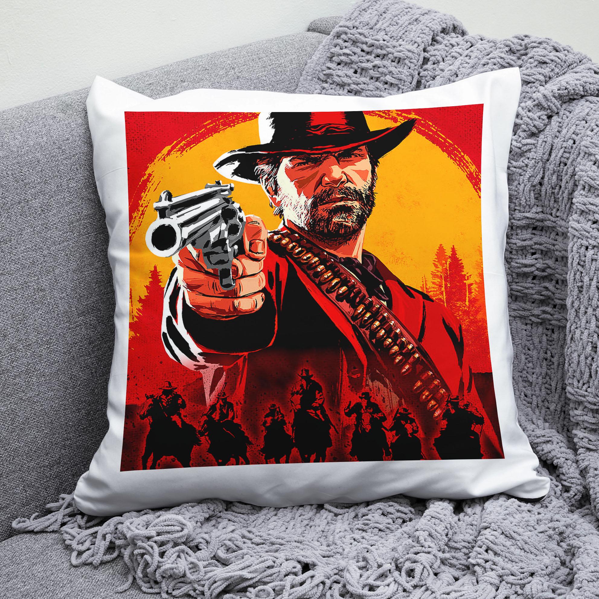 Плюшевая подушка квадрат с принтом игры Red Dead Redemption