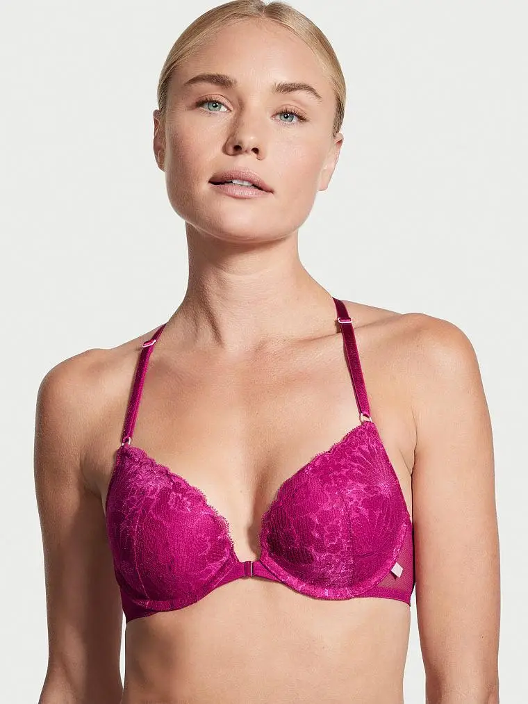 Бюстгальтер мереживний з пуш ап Victoria's Secret Sexy Tee Lace Push-Up Bra 70D Рожевий (20152738)