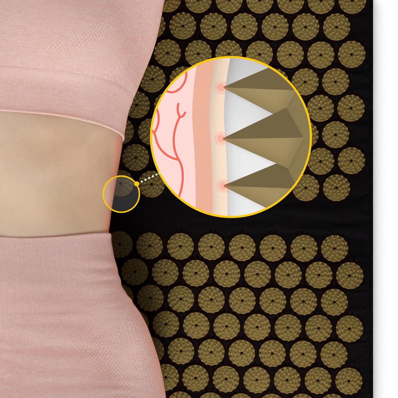 Килимок акупунктурний з валиком 4fizjo Classic Mat XL Аплікатор Кузнєцова Black/Gold (P-5907739315052) - фото 6 Килимок акупунктурний з валиком 4fizjo Classic Mat XL Аплікатор Кузнєцова Black/Gold (P-5907739315052) - фото 6