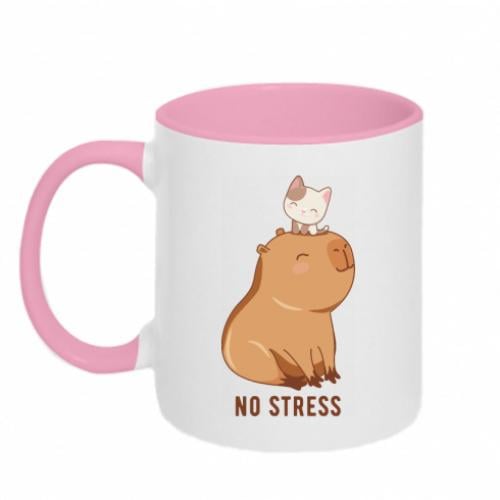 Чашка керамическая двухцветная Капибара No Stress 320 мл Белый с розовым (12738570-47-181646)