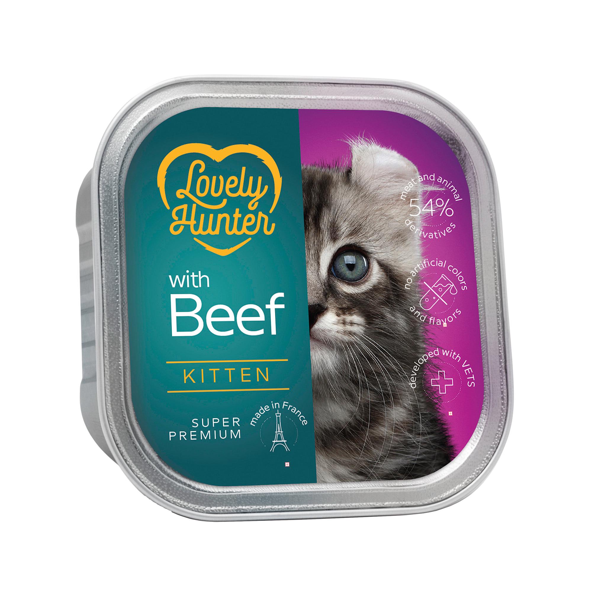 Корм вологий для кішок Lovely Hunter With beef for kittens 85 г (LHU45707)