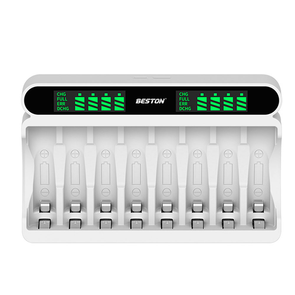 Зарядное устройство Beston 8 каналов LED индикатор для аккумуляторов Li-ion/Ni-MH/Ni-Cd/AA/AAA (22678)