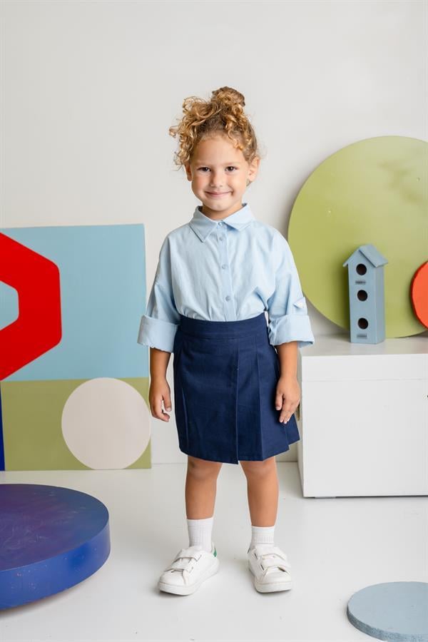 Рубашка поплиновая для девочки с карманами Zeyland 3-4 года 104 см Синий (8683169188790)