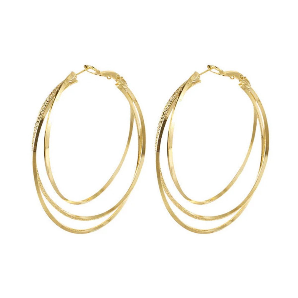 Серьги-кольца с блестящими вставками WeisGlam Золотистый (3039)