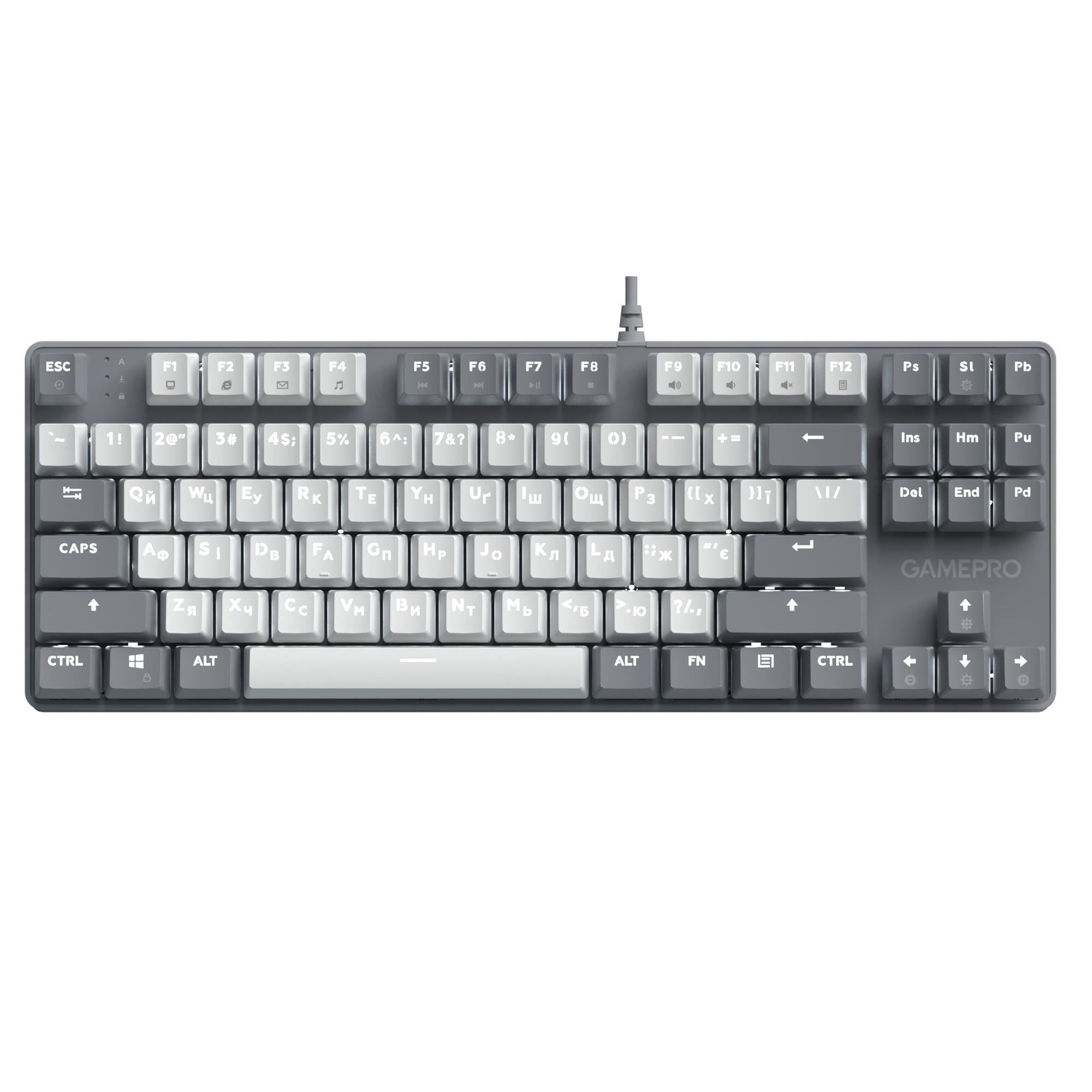 Клавиатура механическая игровая GamePro Genesis Metallic MK110G 87 клавиш USB Outemu Red Grey (34618277)