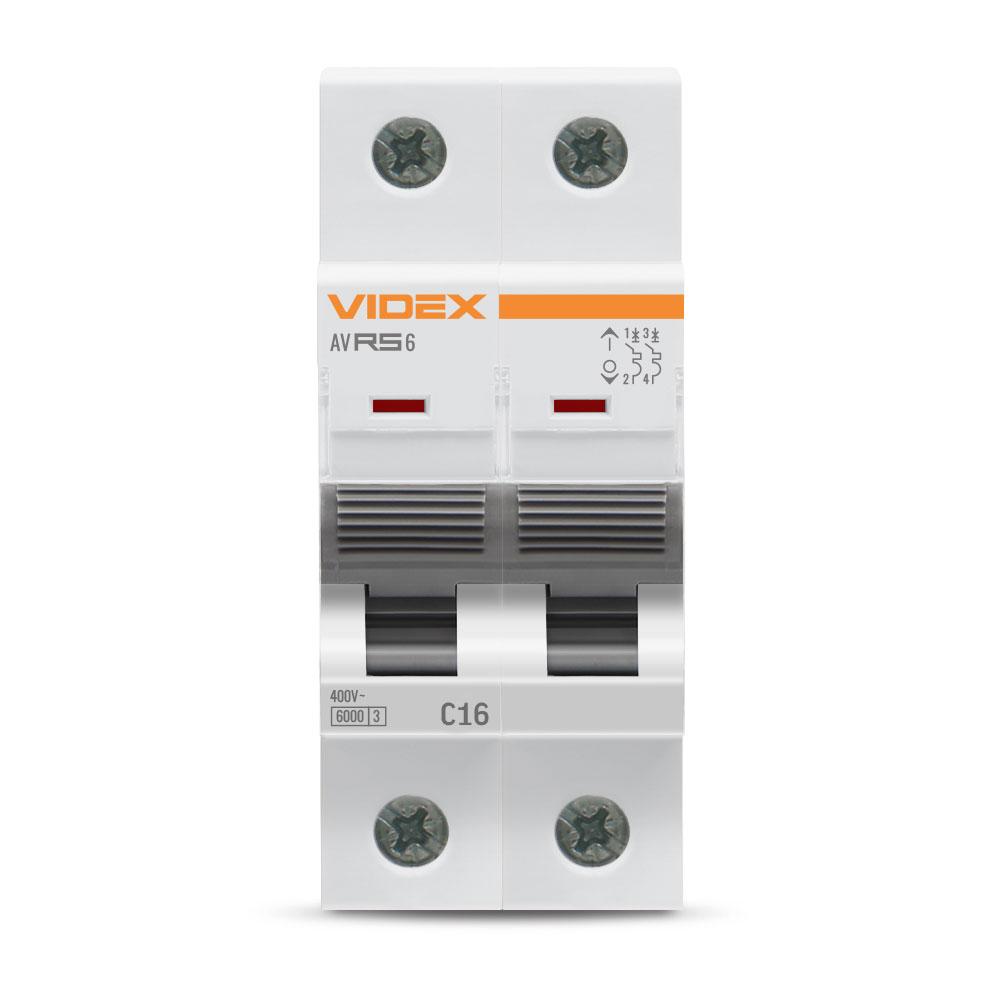 Автоматичний вимикач Videx RESIST RS6 2п 16А 6кА С (20940) - фото 2
