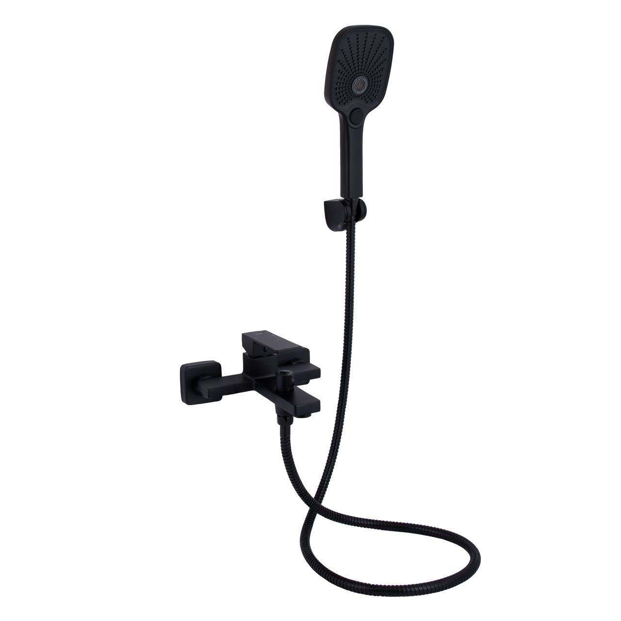 Змішувач для ванни Qtap Gemini з душовим гарнітуром QTGEM259BLM45682 Black Matt (2553560776)