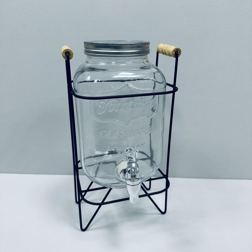 Лимонадник для напитков S&T 3423 стеклянный с металлической крышкой на подставке 4 л (2569001331) - фото 2