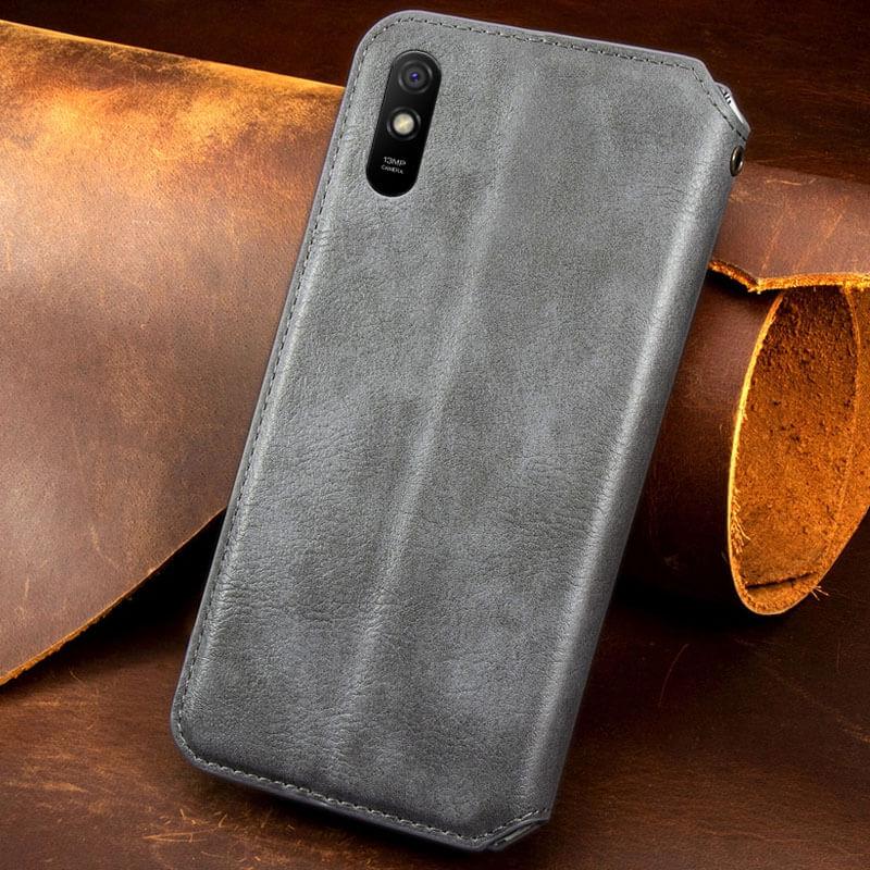 Кожаный чехол книжка GETMAN Cubic (PU) для Xiaomi Redmi 9A Серый - фото 3