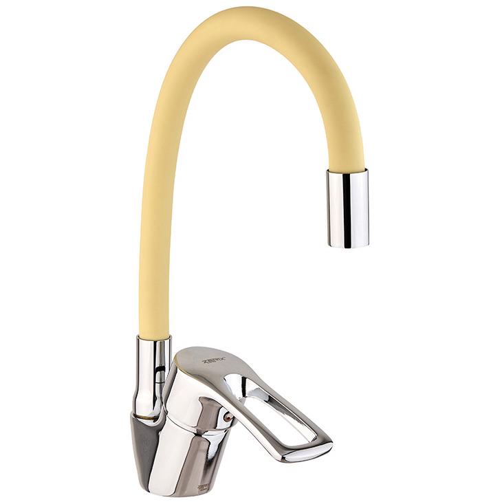 Смеситель для кухни Zerix YUB 181 ZX4976 с гибким изливом Желтый (214361)