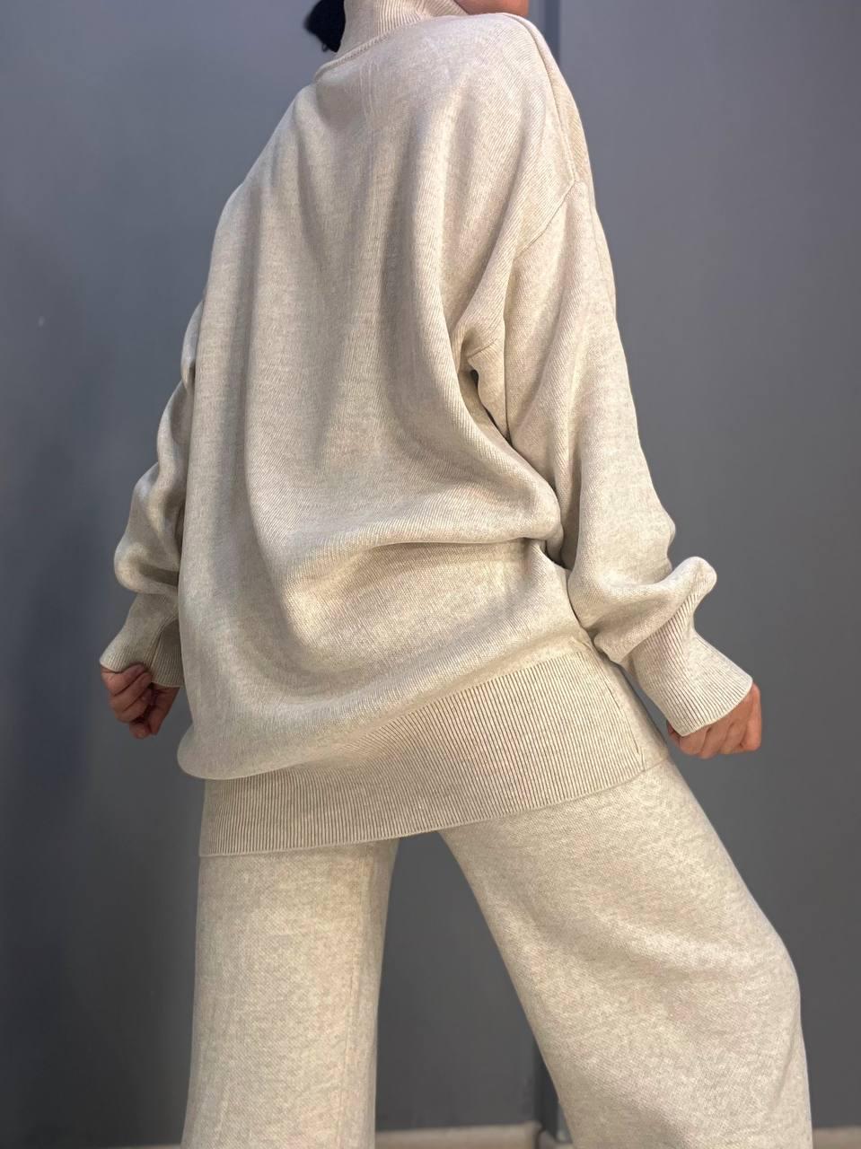 Костюм жіночий MY FASHION 202401-101 брюки зі стрілкою шнурок та светр OS Світло-бежевий (887) - фото 3 Костюм жіночий MY FASHION 202401-101 брюки зі стрілкою шнурок та светр OS Світло-бежевий (887) - фото 3