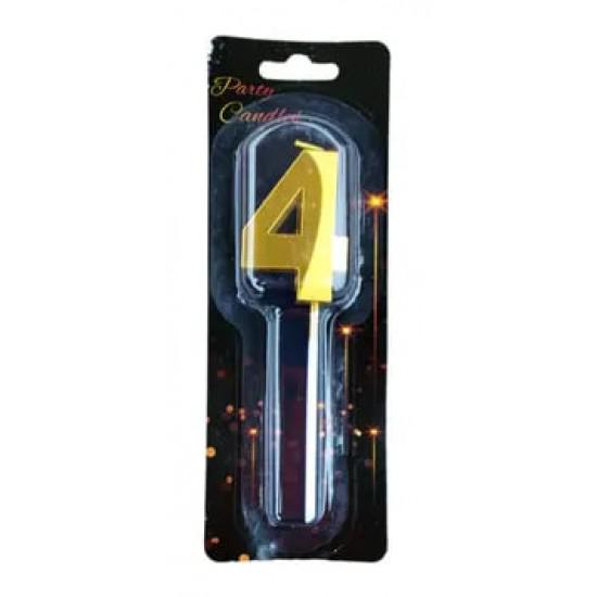 Свеча-цифра "4" 3D для торта 4,5 см Золотой (12202)