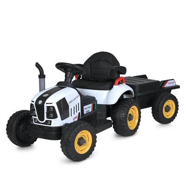 Детский электромобиль Bambi M 6028 Трактор с радиоприцепом Белый (2470478600)